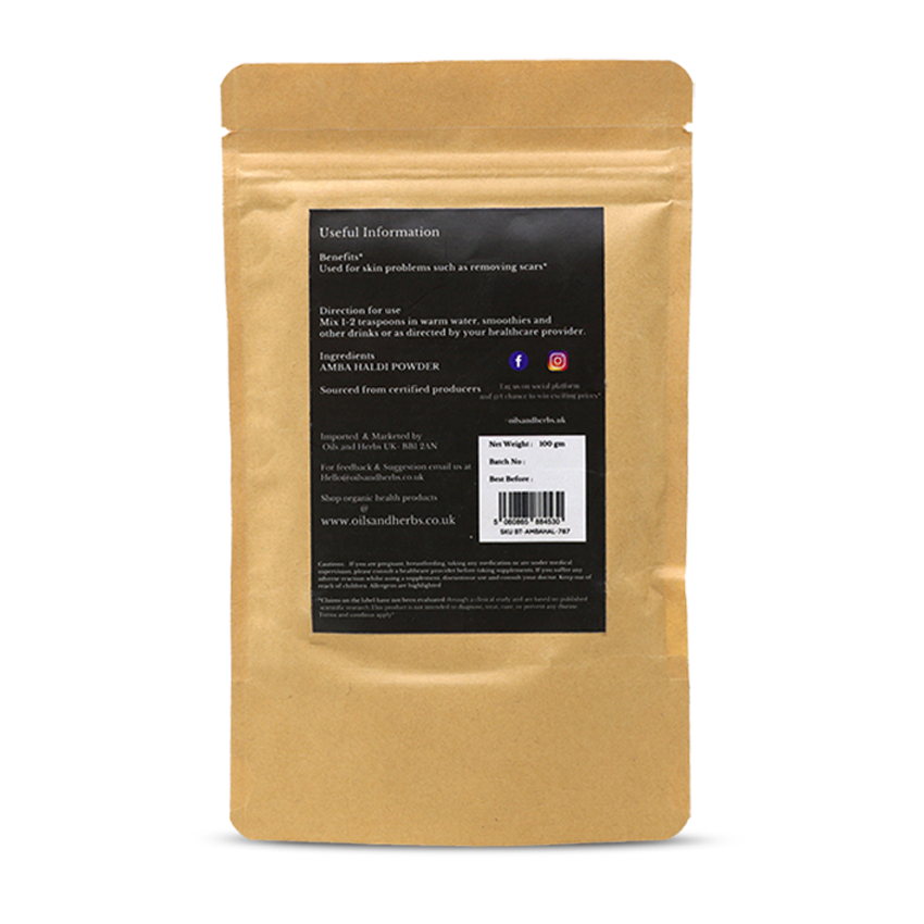 Organic Amba Haldi Powder - Curcuma Amada -100% Pure, Clean and Natural