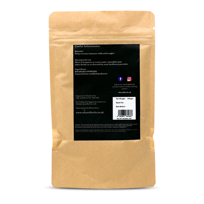 Organic Bharangi Powder - Glory Flower -100% Pure, Clean and Natural