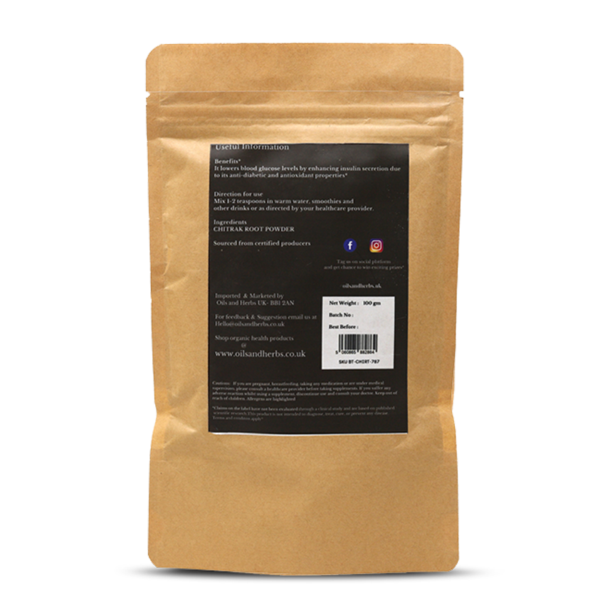Organic Chitrak Root Powder - Ceylon Leadwort -100% Pure, Clean and Natural