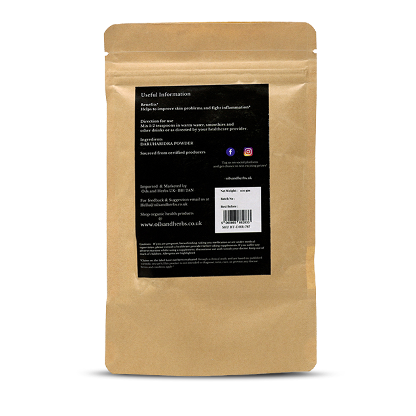 Organic Daruharidra Powder - Berberis aristata -100% Pure, Clean and Natural