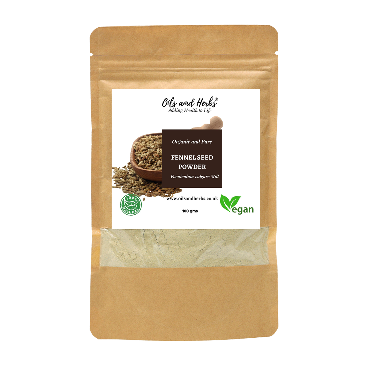 Organic Fennel Seed Powder - Foeniculum Vulgare Mill- 100% Pure, Clean and Natural