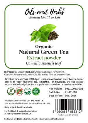 Natural Green Tea Extract Powder 10:1 Contains Polyphenols 20%-40%.