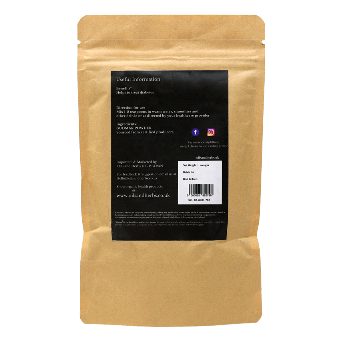 Organic Gudmar Powder - Sugar destroyer - Gymnema Sylvestre - 100% Pure, Clean and Natural