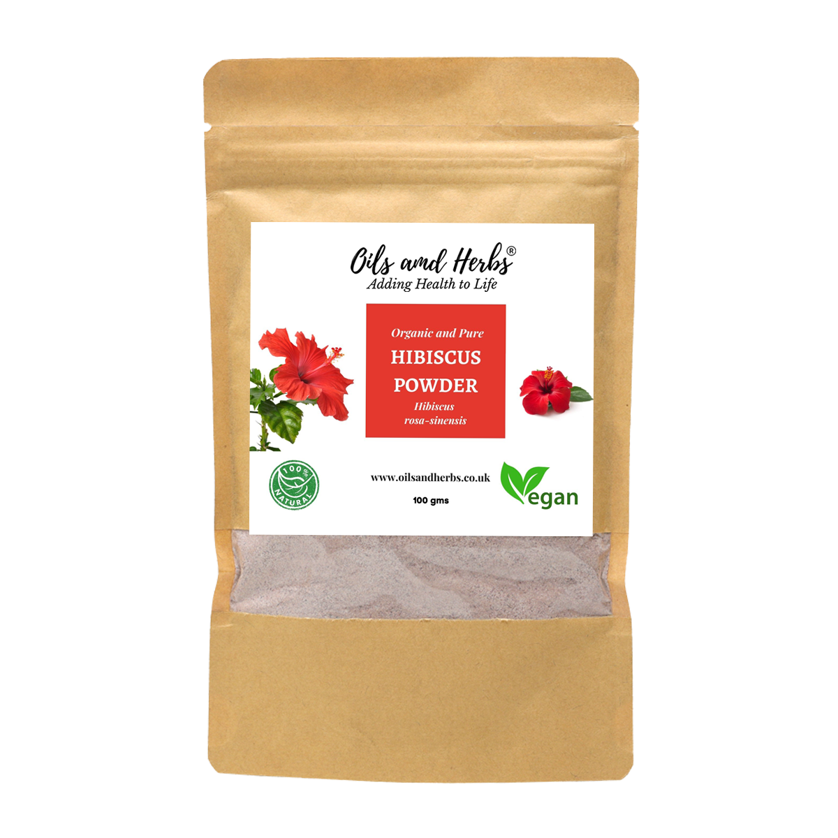 Organic Hibiscus Powder - Hibiscus rosa-sinensis-100% Pure, Clean and Natural