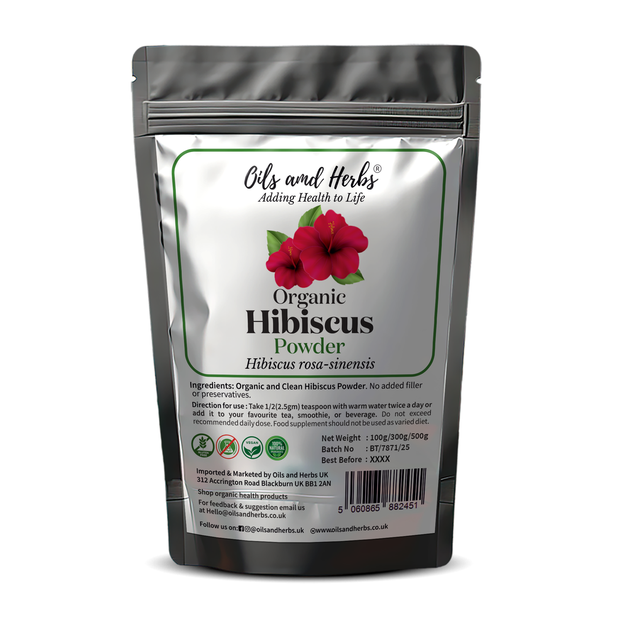 Organic Hibiscus Powder - Hibiscus rosa-sinensis-100% Pure, Clean and Natural - Image 2