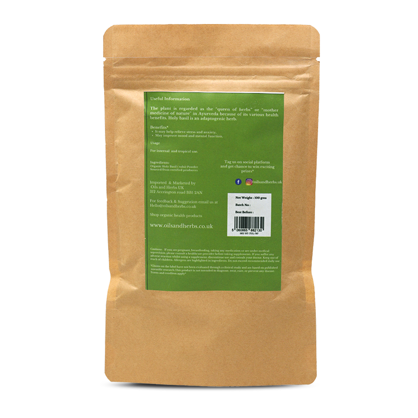 Organic Basil Powder- Tulsi Leaf -100% Natural, Clean and Pure