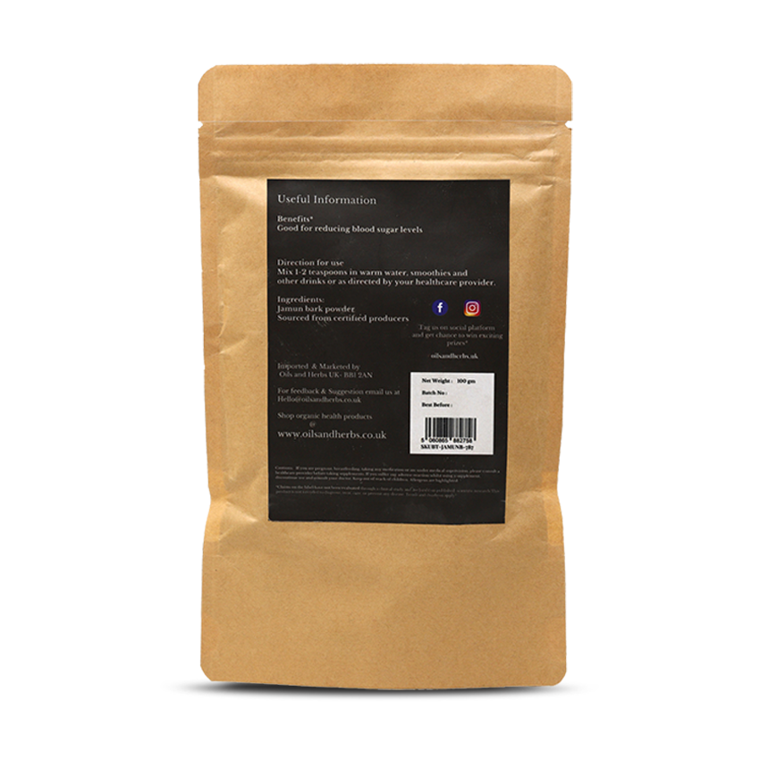 Organic Jamun Bark Powder - Jamun Chhaal- 100% Pure, Clean and Natural