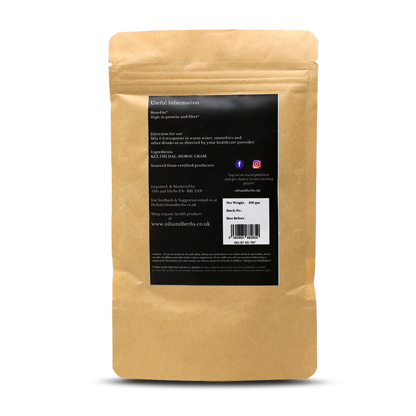 Organic Kulthi Dal Powder- Horse Gram-100% Pure, Clean and Natural