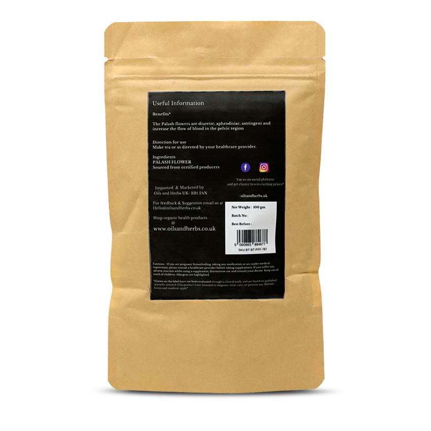 Organic Palash Flower Powder- Butea Monosperma -100% Pure, Clean and Natural