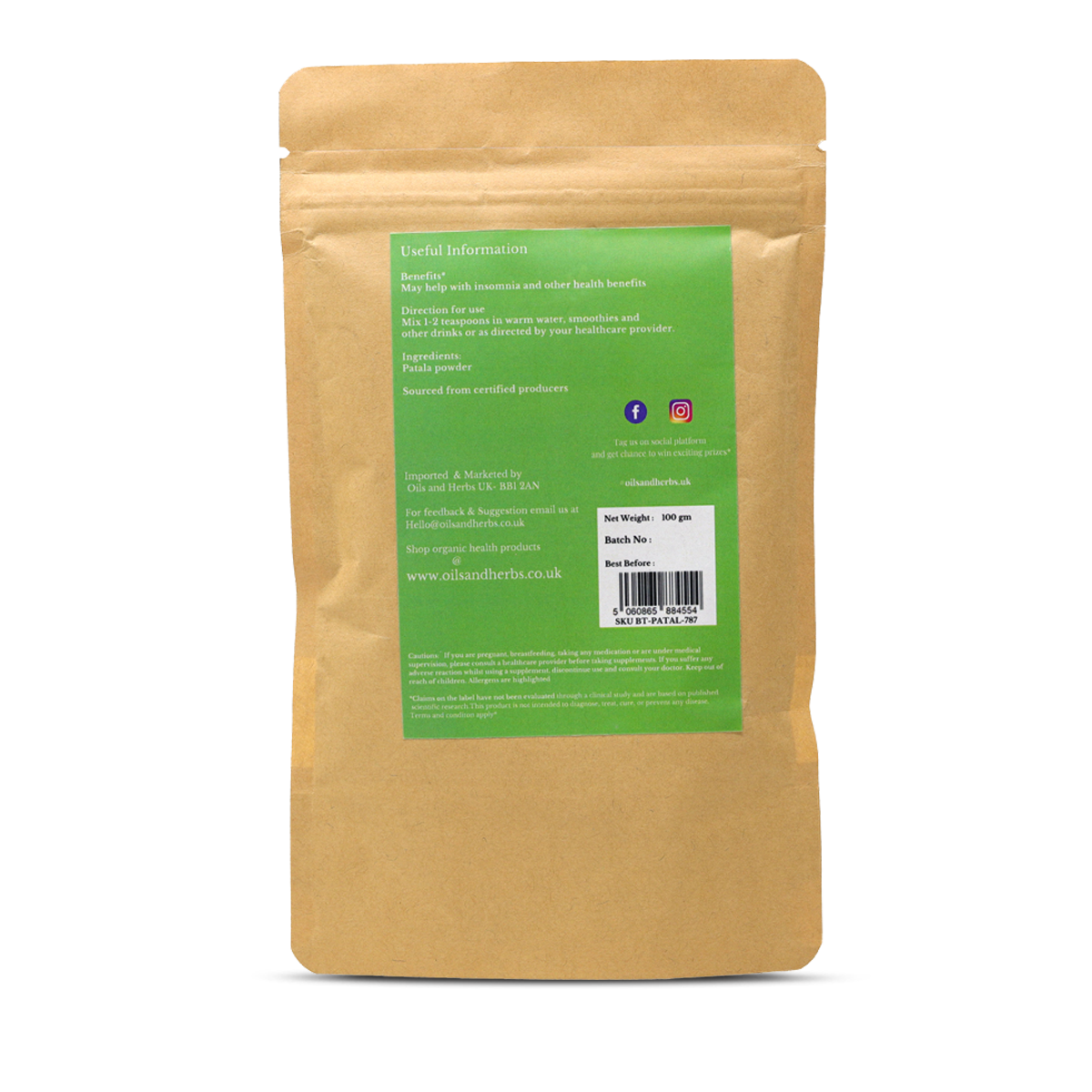 Organic Patala Powder - Stereospermum Suaveolens-100% Pure, Clean and Natural