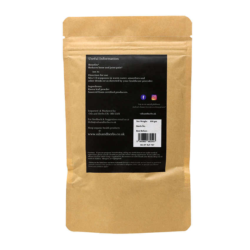 Organic Rasna Leaf Powder- Pluchea Lanceolata -100% Pure, Clean and Natural