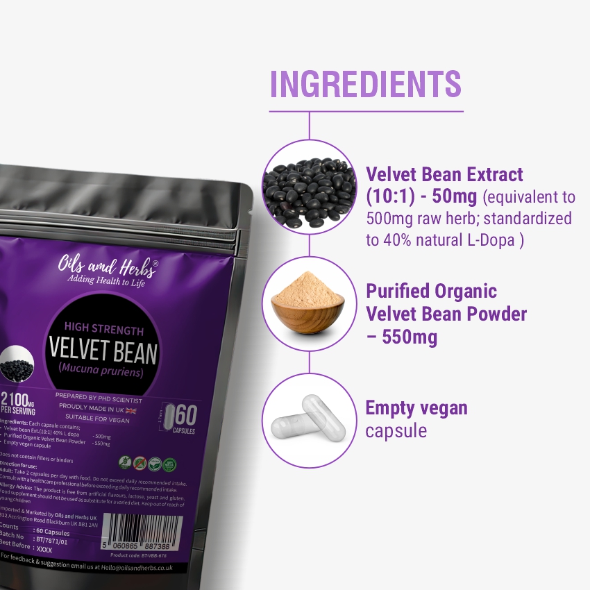 High Strength Velvet Bean Capsules - 2100mg - Image 2