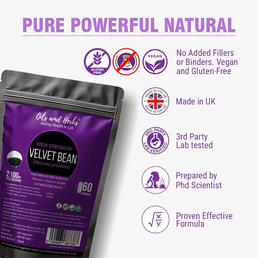 High Strength Velvet Bean Capsules - 2100mg - Image 3