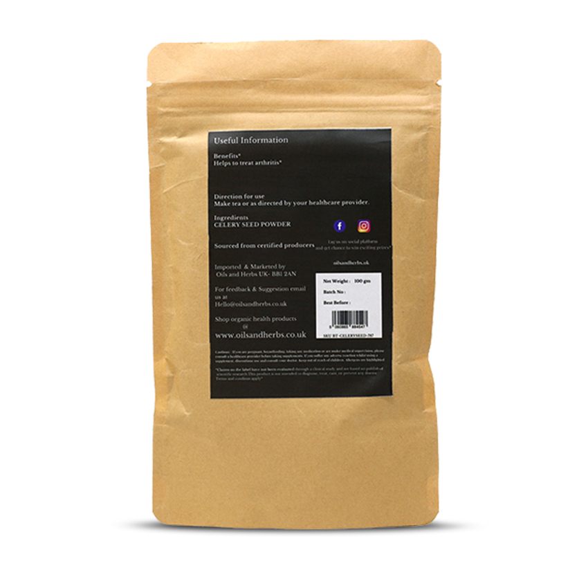 Organic Celery Seed Powder - Apium graveolens L -100% Pure, Clean and Natural